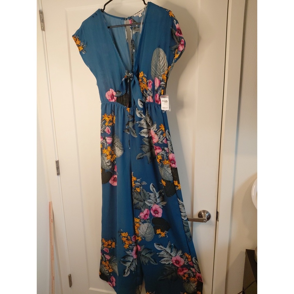 Charlotte Russe Womens Jumpsuit Sz M Wide Leg Boho Y2k Casual Flirty Festival